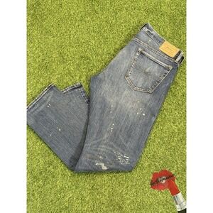 Polo Ralph Lauren Varick Slim Straight‎ Jeans 35 x 32 Blue Jean Denim Distressed